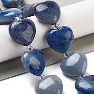 Dyed & Heated Natural Blue Aventurine Beads Strands, Heart, with Seed Beads, 19~19.5x20x10mm, Hole: 1.5mm, about 17pcs/strand, 15.75 inch(40cm)(G-C150-A23-01)