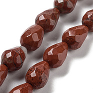 Natural Red Jasper Beads Strands, Faceted Teardrop, 10x7mm, Hole: 1.2mm, about 20pcs/strand, 7.87''(20cm)(G-P520-B04-01)