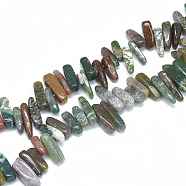 Natural Indian Agate Beads Strands, Irregular Strip, 10~30x5~10x3~9mm, Hole: 1mm, about 65~85pcs/strand, 14.9 inch(G-S312-26)