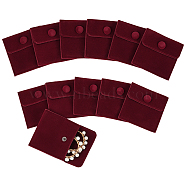 12Pcs Square Velvet Jewelry Bags, with Snap Fastener, Dark Red, 7x7x0.95cm(TP-NB0001-59B)