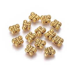 Tibetan Style Alloy Beads, Cadmium Free & Lead Free, Butterfly, Antique Golden, about 10.5mm long, 8mm wide, 4.5mm thick, hole: 1mm(TIBEB-6715-AG-R)