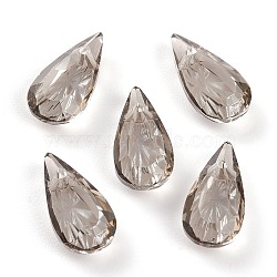 Embossed Glass Rhinestone Pendants, Teardrop, Faceted, Satin, 14x7x4mm, Hole: 1.2mm(GLAA-J101-06A-001SA)