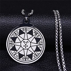 304 Stainless Steel Pendant Necklaces for Women Men, 12 Constellation, Stainless Steel Color, 19.57 inch(49.7cm)(NJEW-G123-10P)