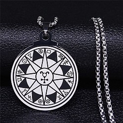 Non-Tarnish 304 Stainless Steel Pendant Necklaces for Women Men, 12 Constellation, Stainless Steel Color, 19.57 inch(49.7cm)(NJEW-G123-10P)