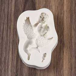 Cupid Angel Silicone Statue Molds, For DIY Cake Decoration, UV Resin & Epoxy Resin Craft Making, White, 90x58x17mm(SIL-NH0002-03)