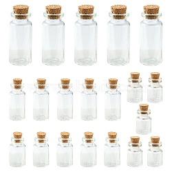 20Pcs 4 Styles Glass Jar Bead Containers, Corked Wishing Bottles, Clear, 1.6~4x1.6~5cm, Capacity: 4~10ml(0.13~0.34 fl. oz), 5pcs/style(CON-FS0001-02)
