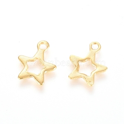 201 Stainless Steel Charms, Star, Golden, 10x8.5x0.8mm, Hole: 1.4mm(STAS-E438-65G)