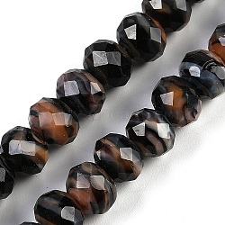 Handmade Lampwork Beads Strands, Faceted, Rondelle, Black, 10x7.5mm, Hole: 1.6mm, about 60pcs/strand, 17.72''(45cm)(LAMP-T007-13N)