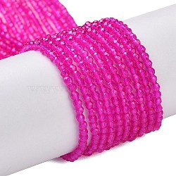 Transparent Glass Beads Strands, Faceted Round, Magenta, 2mm, Hole: 0.8mm, about 175pcs/strand, 14.06~14.17 inch(35.7~36cm)(GLAA-H021-04-23)