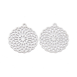 Brass Filigree Pendants, Etched Metal Embellishments, Long-Lasting Plated, Flower of Life, Platinum, 25x22.5x0.3mm, Hole: 1.5mm(KK-B064-08P)