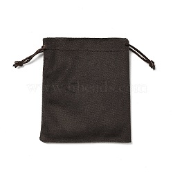 Velvet Jewelry Drawstring Storage Pouches, Rectangle, Coconut Brown, 12x10.5x0.4cm(ABAG-P013-02B-02)