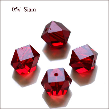 Imitation Austrian Crystal Beads, Grade AAA, Faceted, Cornerless Cube Beads, Dark Red, 4x4x4mm, Hole: 0.7~0.9mm