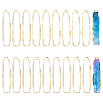 20Pcs Alloy Open Back Bezel Big Pendants, For DIY UV Resin, Epoxy Resin, Pressed Flower Jewelry, Rectangle, Golden, 60.5x14x1.5mm