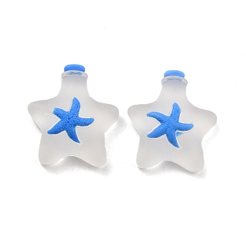 Translucent Resin Cabochons, Ocean Theme, Star Bottle with Starfish, WhiteSmoke, 25.5x23x8mm