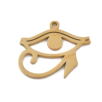 304 Stainless Steel Pendants, Laser Cut, Eye of Horus Charm, Real 18K Gold Plated, 17.5x20.5x1mm, Hole: 1.5mm