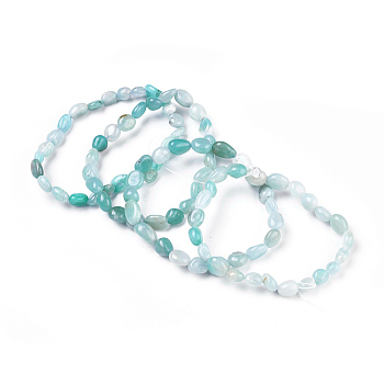 Natural Amazonite Bead Stretch Bracelets, Tumbled Stone, Nuggets, 2~2-1/4 inch(5.2~5.6cm), Bead: 7~13x6~10mm