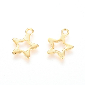 201 Stainless Steel Charms, Star, Golden, 10x8.5x0.8mm, Hole: 1.4mm