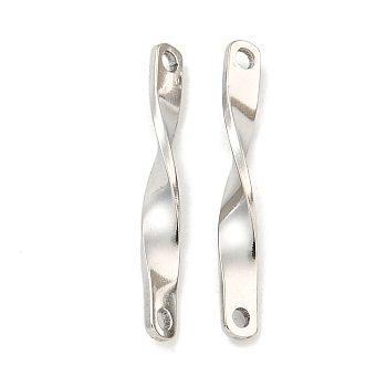 Non-Tarnish 304 Stainless Steel Connector Charms, Twist Bar Links, Stainless Steel Color, 20x3x2.5mm, Hole: 1.2mm