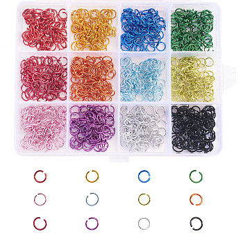 Aluminum Jump Rings, Open Jump Rings, Round Ring, Mixed Color, 20 Gauge, 6x0.8mm, Inner Diameter: 4.4mm, 1200pcs/box