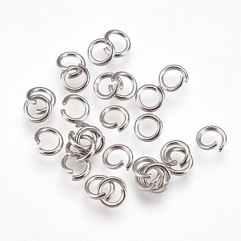 304 Stainless Steel Open Jump Rings, Stainless Steel Color, 18 Gauge, 6x1mm, Inner Diameter: 4mm, 5000pcs/bag