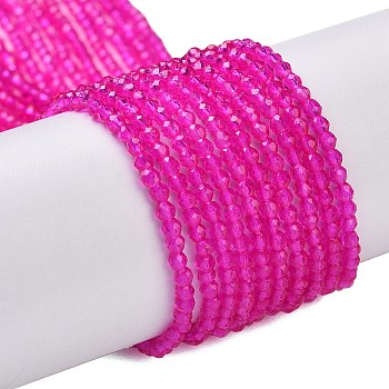 Transparent Glass Beads Strands, Faceted Round, Magenta, 2mm, Hole: 0.8mm, about 175pcs/strand, 14.06~14.17 inch(35.7~36cm)