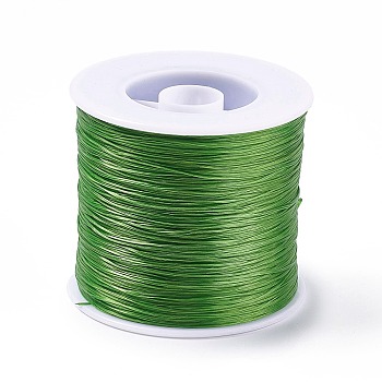 400M Flat Elastic Crystal String, Elastic Beading Thread, for Stretch Bracelet Making, Lime Green, 0.2mm, 1mm wide, about 446.81 Yards(400m)/Roll