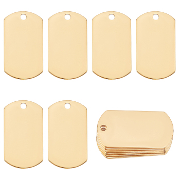 AHADERMAKER 12Pcs Ion Plating(IP) 201 Stainless Steel Pendant, Rectangle, Real 18K Gold Plated, 35x19.5x1mm, Hole: 3mm, 12pcs