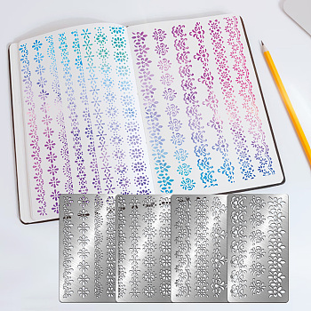 Fingerinspire 4Pcs 4 Style Custom 304 Stainless Steel Cutting Dies Stencils, for DIY Scrapbooking/Photo Album, Decorative Embossing, Floral Pattern, 10.1x17.7cm, 1pc/style