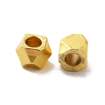 Rack Plating Brass Beads, Long-Lasting Plated, Polygon, Golden, 3x3x3mm, Hole: 1.6mm