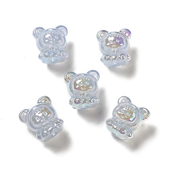 UV Plating Rainbow Iridescent Acrylic Beads, Baby Girl with Bear Clothes, Thistle, 17.5x16.5x14mm, Hole: 3.5mm