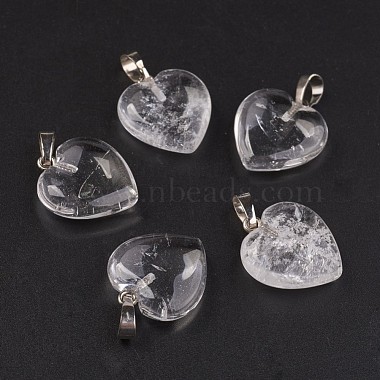 Platinum Heart Quartz Crystal Pendants
