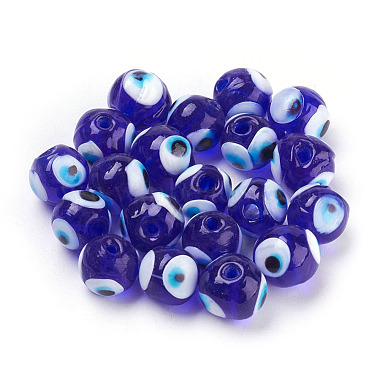 12mm Blue Round Lampwork Beads