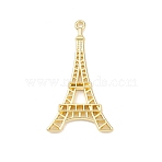 Alloy Pendants, Eiffel Tower, Rack Plating, Cadmium Free & Lead Free, Golden, 44.5x24.5x3.5mm, Hole: 1.8mm(PALLOY-P315-04G)