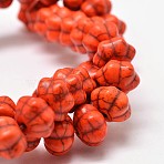 Dyed Synthetic Turquoise Bead Strands, Pumpkin, Orange Red, 18x13mm, Hole: 1mm(X-G-M148-02-D)