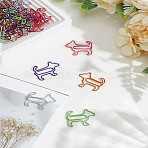 40Pcs 5 Colors Dog Shape Iron Covered with PET Plastic Paper Clips, Cute Paper Clips, Funny Bookmark Marking Clips, Mixed Color, 24x29x1mm, 8pcs/color(AJEW-LP0005-58)
