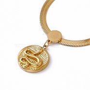 304 Stainless Steel Snake Pendant Necklace with Herringbone Chains for Men Women, Golden, 15.55 inch(39.5cm)(NJEW-P269-05G)