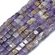 Natural Chevron Amethyst Beads Strands, Cube, 3~4.5x3~4.5x3~5mm, Hole: 0.8~1mm, about 89~97pcs/strand, 15.1~15.5 inch(38.5~39.5cm)(G-F631-C18)