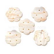 Natural Freshwater Shell Chandelier Component Links, Flower Connector, Flower, 42~43x44~45x3.5mm, Hole: 2.5mm(SHEL-K006-12)