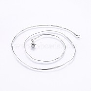 304 Stainless Steel Flat Snake Chain Necklaces, with Lobster Claw Clasps, Stainless Steel Color, 17.7 inch(45cm), 1.7x0.5mm(NJEW-O102-27P)