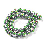 Handmade Porcelain Beads Strands, Hand Drawn Beads, with Enamel, Round, Dark Gray, 10~11x9mm, Hole: 1.5mm, about 35pcs/strand, 12.80 inch(32.5cm)(PORC-L078-01F)