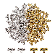 100Pcs 2 Colors Alloy Tube Bails, Loop Bails, Curved Tube Bail Beads, Antique Silver & Antique Golden, 9x14x5mm, Hole: 2mm, Inner Diameter: 3mm, 50pcs/color(KK-FH0004-52)