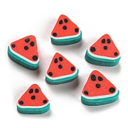 Handmade Polymer Clay Bead, Watermelon Slice, Red, 9~11.5x8.5~12x4~4.5mm, Hole: 1.5mm(CLAY-R069-01J-02A)