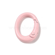 Spray Painted Alloy Spring Gate Rings, Oval, Pink, 19.5x15x4.5mm(AJEW-C035-01C)