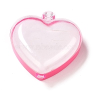 Plastic Jewelry Ring Box, Heart, Pink, 7.85x7.55x2.9cm(CON-C006-13)