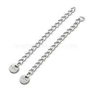 304 & 201 Stainless Steel Curb Chain Extender, End Chains, with Flat Round Chain Tabs, Stainless Steel Color, 57mm(STAS-B045-03P)