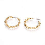 Semicircular Brass Cable Chain Stud Earrings, Half Hoop Earrings, with 925 Sterling Silver Pins and Plastic Ear Nuts, Long-Lasting Plated, Matte Gold Color, 29.5x3.5mm, Pin: 0.7mm(EJEW-E196-11MG)