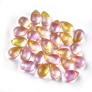 Spray Painted Glass Charms, with Glitter Powder, teardrop, Colorful, 9x6x6mm, Hole: 0.5mm(GGLA-S042-01B)