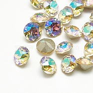 Pointed Back Glass Rhinestone Cabochons, Back Plated, Faceted, Diamond, Paradise Shine, 6x5.5mm(RGLA-T110-6mm-001PS)