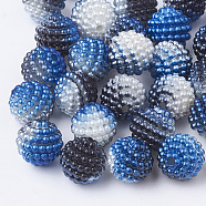 Imitation Pearl Acrylic Beads, Berry Beads, Combined Beads, Rainbow Gradient Mermaid Pearl Beads, Round, Royal Blue, 10mm, Hole: 1mm, about 200pcs/bag(OACR-T004-10mm-01)