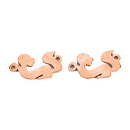 304 Stainless Steel Links Connectors, Laser Cut, Squirrel, Rose Gold, 8.5x16x1mm, Hole: 1.2mm(STAS-S116-205RG)